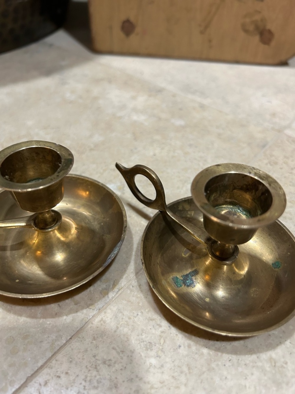 Pair of Vintage Brass Chamber stick Candle Holders - Picture 9 of 15